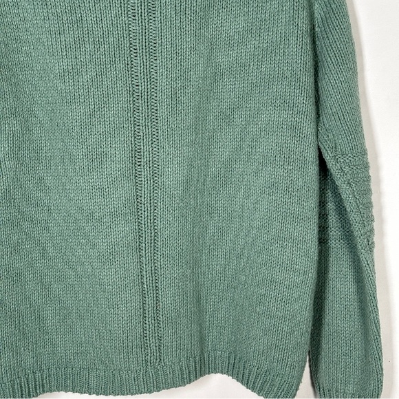 Roxy Cable Knit Sweater Cotton Wool Blend Sage Green Cozy Coastal Grandmacore M - Picture 10 of 13